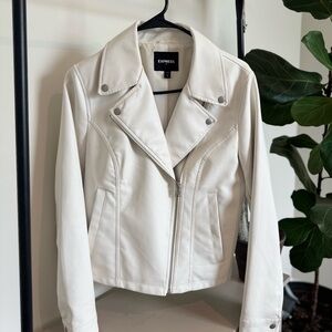 Express Women's White Leather Jacket